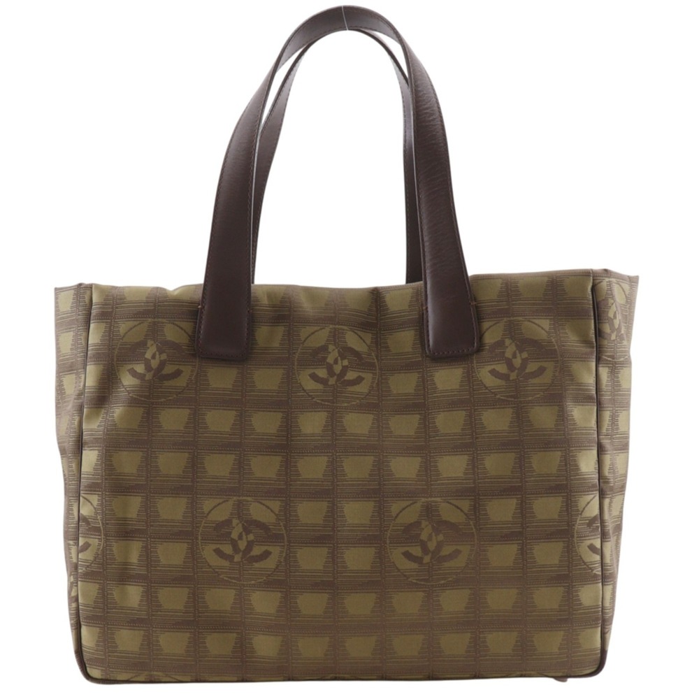 CHANEL Green Canvas Tote Bag